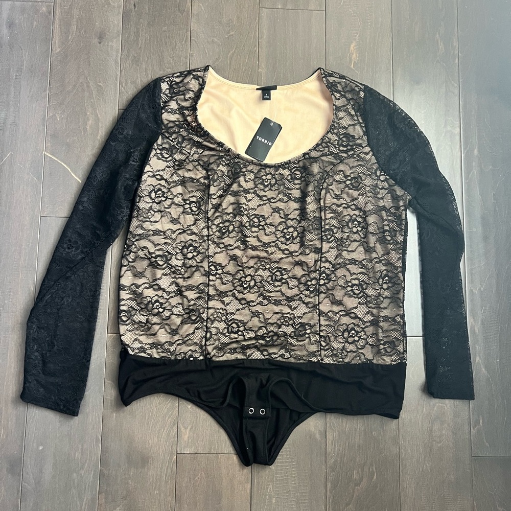 Torrid Black Overlay Lace Bodysuit